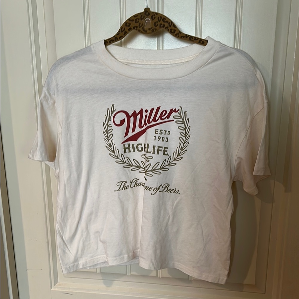 High Life Women's Beige Crop Tee